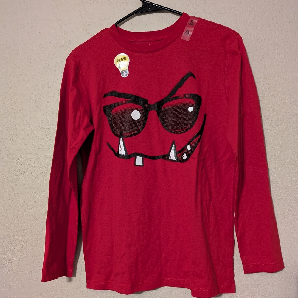 Glow In The Dark Monster Face Long Sleeve Tee